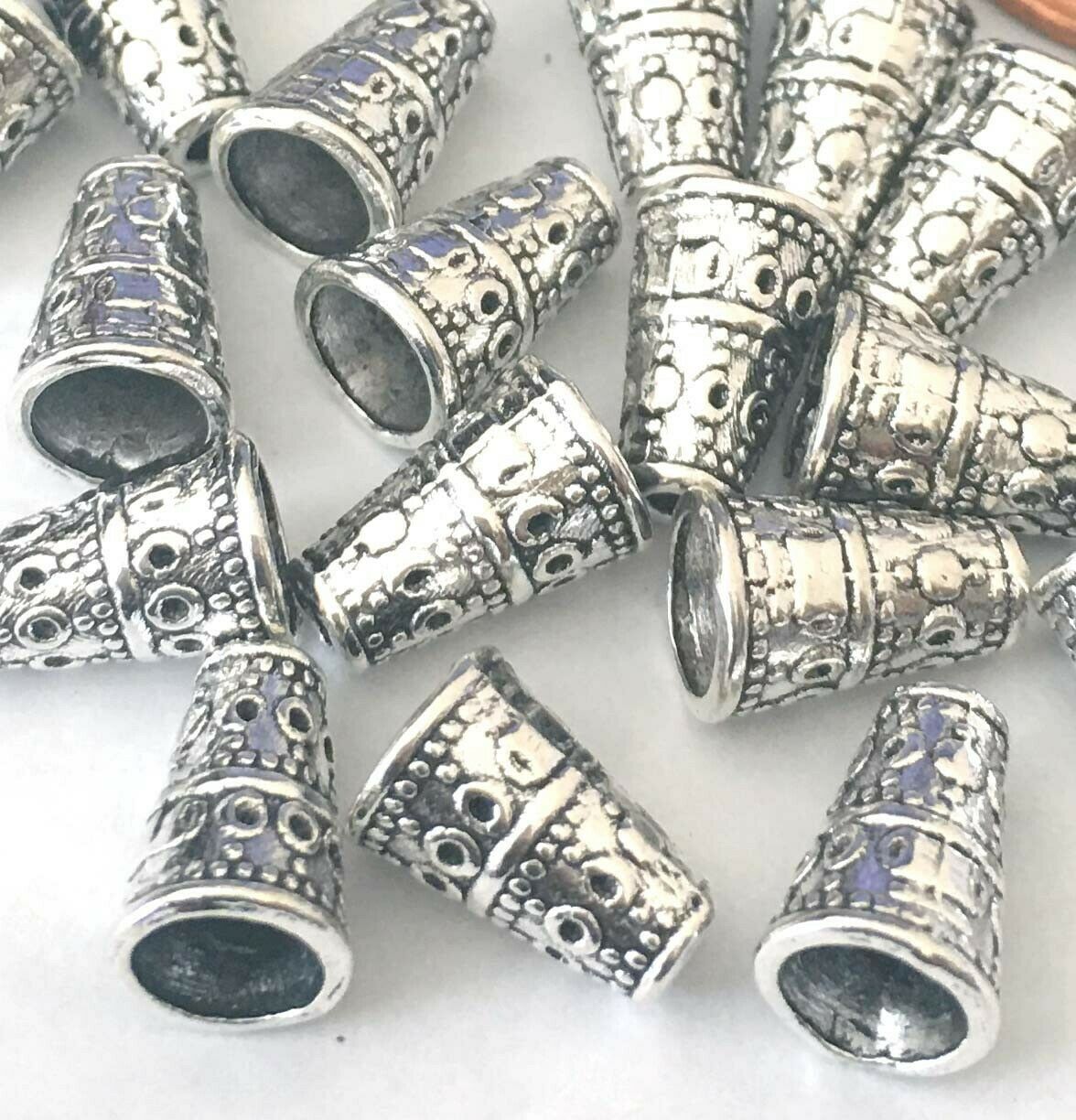 25 Antique Silver Pewter Cone Bead Caps 10x7mm