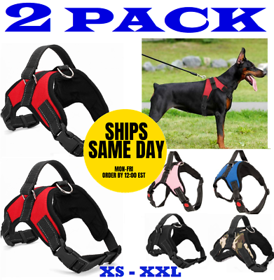 2-pack Dog Pet Vest Harness Strap Adjustable Nylon Small Medium Large Xl No Pull